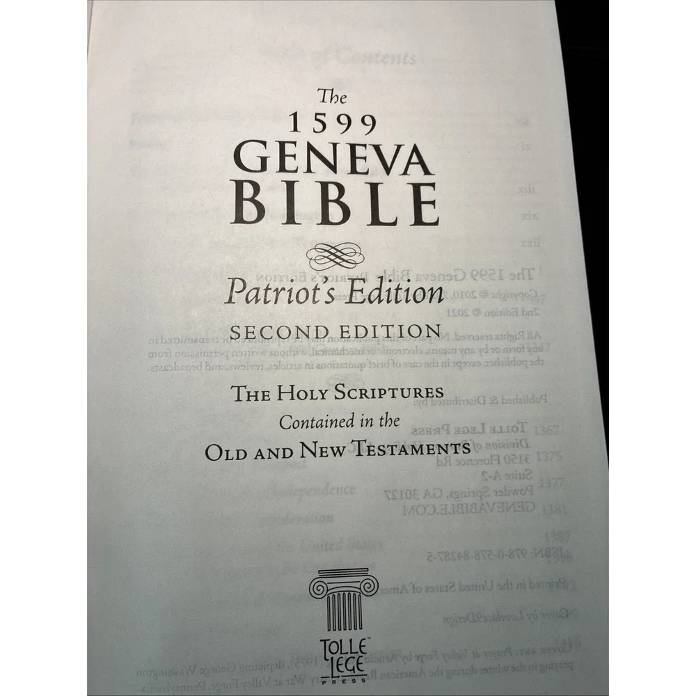 1599 Geneva Bible Patriot's Edition Hardcover (Very Good)